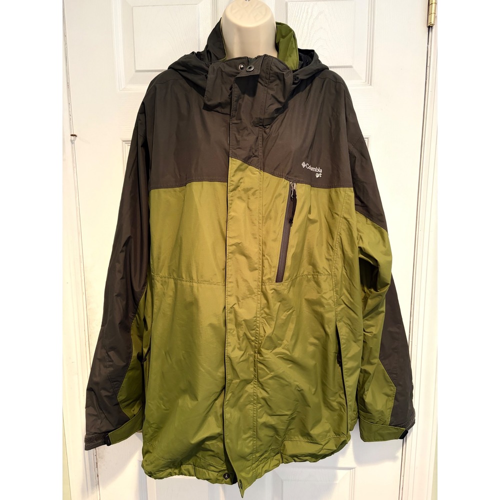 Columbia Interchange Jacket Mens XL Green Gray Omni-Tech Waterproof 209XM7605